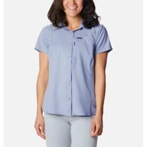 Columbia Kestrel Trail Lite Shirt Outdoor Short Sleeve Button Up Top Gray XL